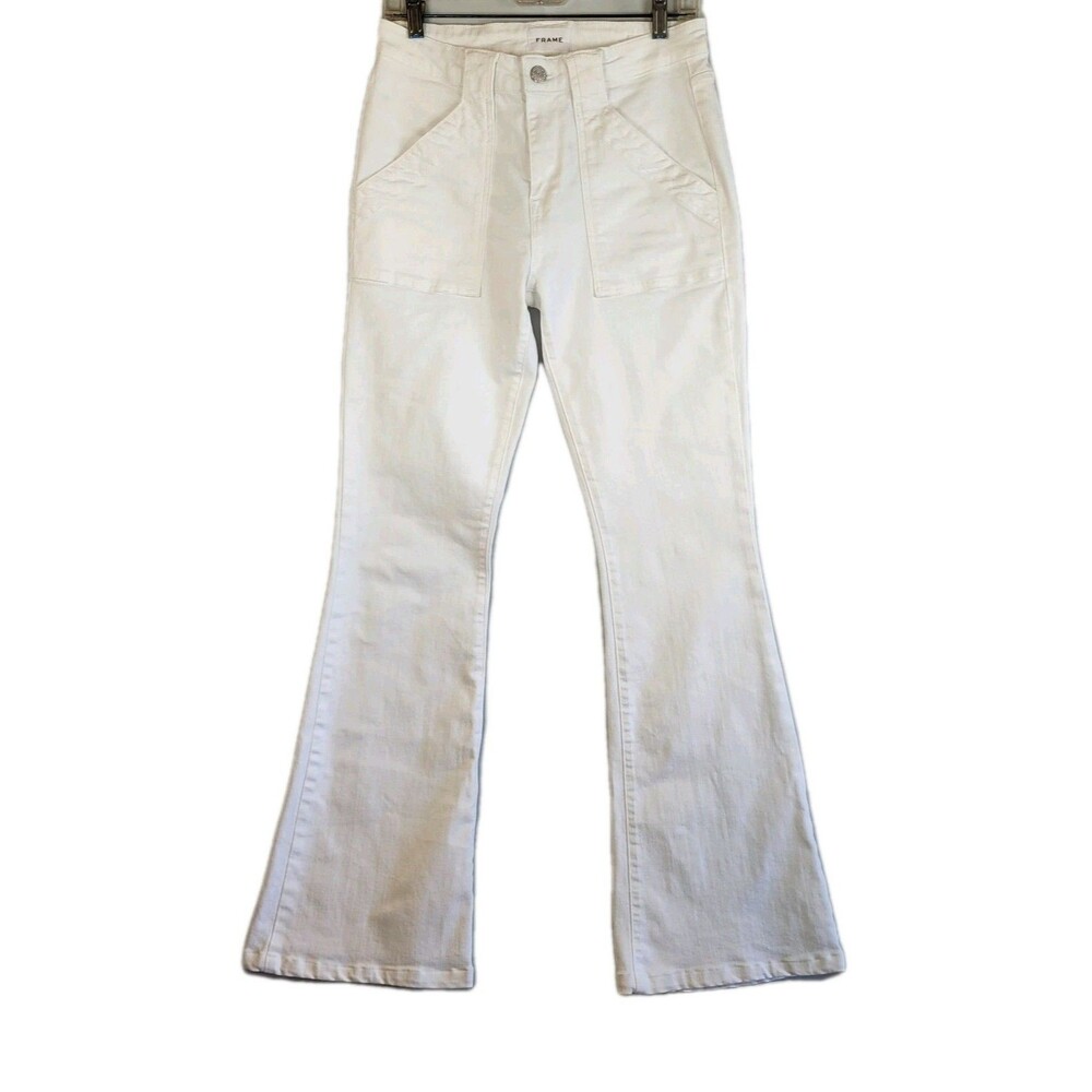 FRAME Denim Le High Flare White Womens Jeans Stretch Cotton Size 28x32